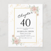 Begroting Floral 40th Birthday Invitation Flyer (Voorkant)