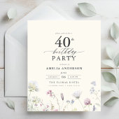 Begroting Floral 40th Birthday Invitation Flyer