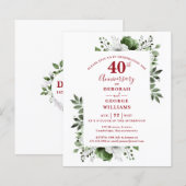 Begroting Floral 40th Wedding Jubileum Uitnodiging (Voorkant / Achterkant)