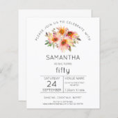 Begroting Floral 50th Birthday Party Invitation (Voorkant / Achterkant)