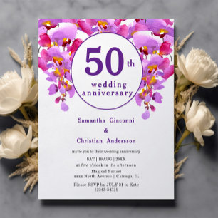 Begroting Floral 50th Wedding Jubileum Uitnodiging