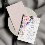 Begroting Floral 60th Birthday Dusty Blue Pink Kaa Notitiekaartje<br><div class="desc">Verstuur de uitnodigingen voor de komende mijlpaal met onze moderne Pastel Roze Indigo Blauwe Waterverf Floral note cards. Met prachtige botanische waterverf bloom. U kunt de tekst eenvoudig personaliseren met de partijdetails door op de knop Aanpassen te klikken om de stijl en plaatsing van de tekst verder te herschikken en...</div>