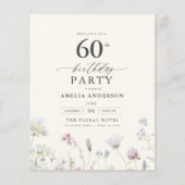 Begroting Floral 60th Birthday Invitation (Voorkant)