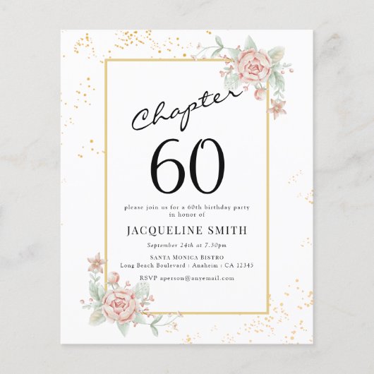 Begroting Floral 60th Birthday Invitation Flyer (Voorkant)