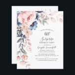 Begroting Floral 60th Birthday Pink Script Invitat<br><div class="desc">Dusty Blue Pink Floral verrassend 60th Birthday party budget nodigt u uit om eenvoudig aan te passen met uw partijdetails door op de knop 'Personalize' te klikken.</div>