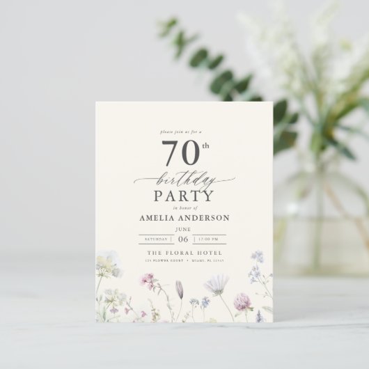 Begroting Floral 70e uitnodiging (Staand voorkant)