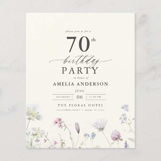 Begroting Floral 70e uitnodiging (Voorkant)