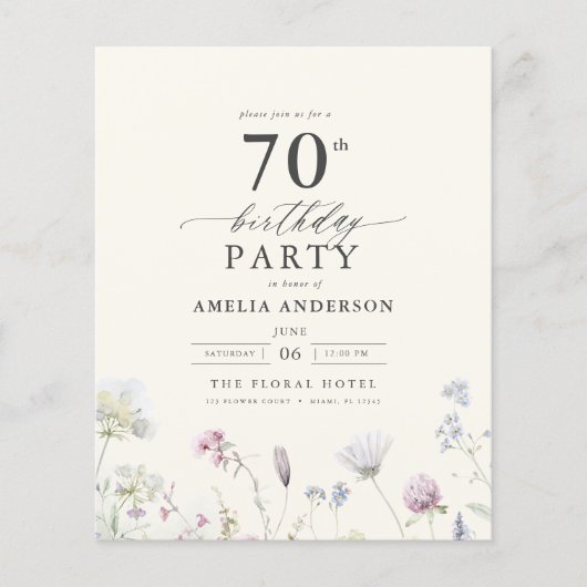 Begroting Floral 70e uitnodiging Flyer (Voorkant)