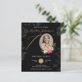 Begroting Floral 70th Birthday Party Invitation (Staand voorkant)