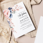 Begroting Floral 70th Birthday Party Invitation<br><div class="desc">kondig de komende verjaardag aan met onze moderne pastelroze indigo blue waterverf floral call. Met prachtige botanische waterverf bloom. U kunt de stijl en plaatsing van de tekst gewoon aanpassen door op de knop Aanpassen te klikken om de stijl en plaatsing van de tekst verder te herschikken en te formatteren....</div>