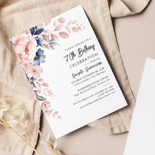 Begroting Floral 70th Birthday Party Invitation