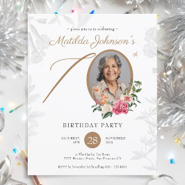 Begroting Floral 70th Birthday Party Invitation