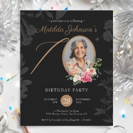 Begroting Floral 70th Birthday Party Invitation