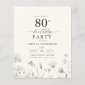 Begroting Floral 80th Birthday Invitation (Voorkant)