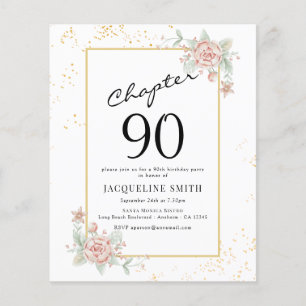 Begroting Floral 90th Birthday Invitation Flyer