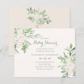 BEGROTING Floral Baby shower nodigt moderne Sjablo (Voorkant / Achterkant)