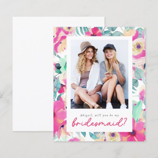 Begroting Floral ben je mijn Bridesmaid? Kaart (Voorkant / Achterkant)