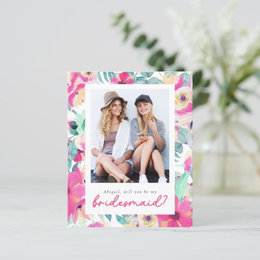 Begroting Floral ben je mijn Bridesmaid? Kaart (Staand voorkant)