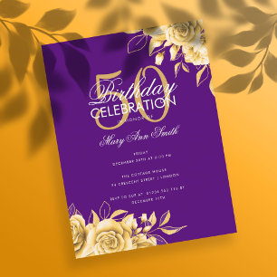 Begroting Floral Birthday Party Elegant Gold & Paa Briefkaart