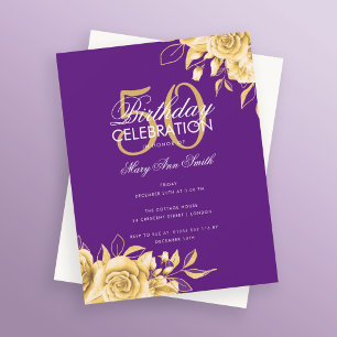 Begroting Floral Birthday Party Elegant Gold & Paa Kaart
