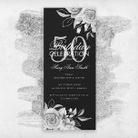 Begroting Floral Birthday Party Silver Black<br><div class="desc">Elegant ontwerp "Birthday Party Programme" met Floral Arrangement in Silver & Black met aangepaste tekst.</div>