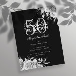 Begroting Floral Birthday Party Silver & Black Briefkaart<br><div class="desc">Elegant ontwerp "Birthday Party Programme" met Floral Arrangement in Silver & Black met aangepaste tekst.</div>
