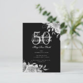 Begroting Floral Birthday Party Silver & Black Briefkaart (Staand voorkant)