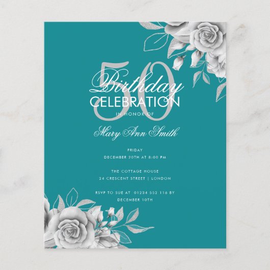 Begroting Floral Birthday Party Silver & Blauwgroe (Voorkant)