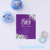 Begroting Floral Birthday Party Silver & Paars Flyer (Enkel)
