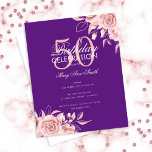 Begroting Floral Birthday Roos Gold & Paars<br><div class="desc">Elegant 'Birthday Party Program' met Floral Arrangement in Roos Gold & Paars met aangepaste tekst.</div>
