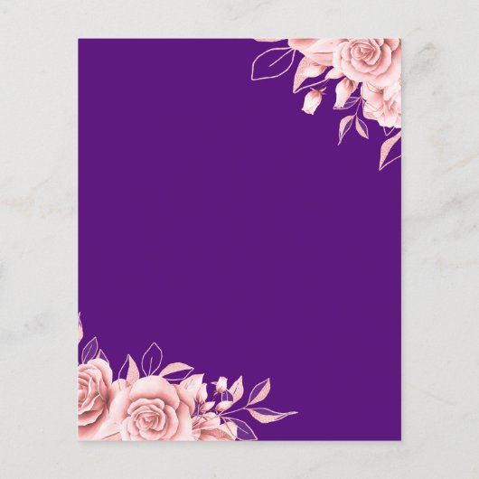 Begroting Floral Birthday Roos Gold & Paars Flyer (Achterkant)