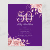 Begroting Floral Birthday Roos Gold & Paars Flyer (Voorkant)