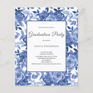 Begroting Floral Blue Graduation Party