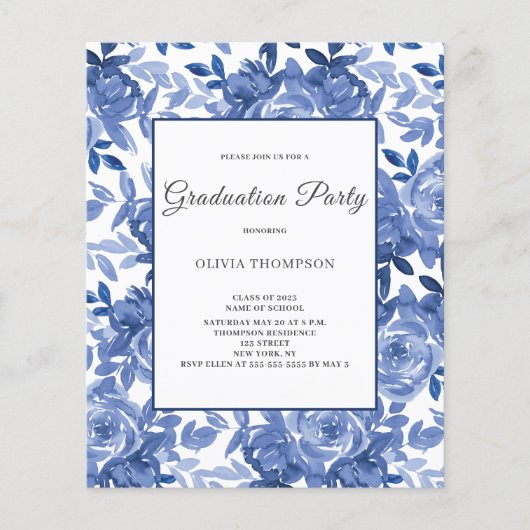 Begroting Floral Blue Graduation Party (Voorkant)