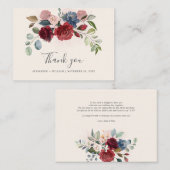 Begroting Floral Burgundy Greenery Wedding Dank u Notitiekaartje (Voorkant / Achterkant)