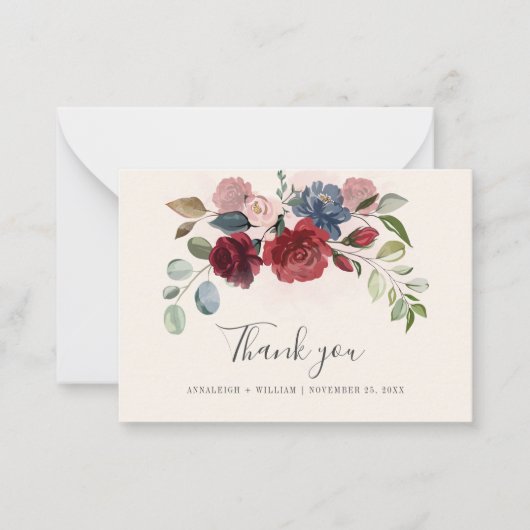 Begroting Floral Burgundy Greenery Wedding Dank u Notitiekaartje (Voorkant)