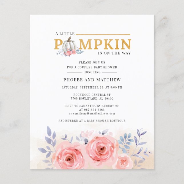 Begroting Floral Couples Baby shower Waterverf (Voorkant)