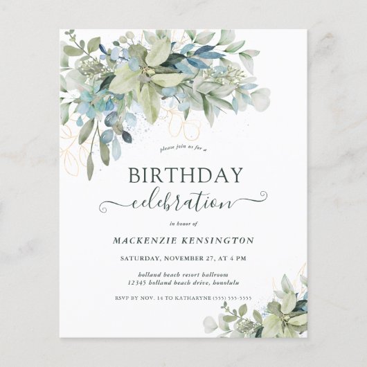 Begroting Floral Eucalyptus Birthday Celebration (Voorkant)