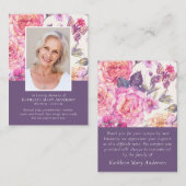 BEGROTING Floral Foto Funeral Sympathie Notitiekaartje (Voorkant / Achterkant)