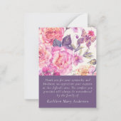 BEGROTING Floral Foto Funeral Sympathie Notitiekaartje (Achterkant)