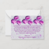 Begroting. Floral, fuchsia tlips Net getrouwd Notitiekaartje (Achterkant)