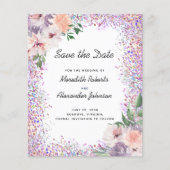 Begroting Floral Glitter QR Code Save the Date Kaa (Voorkant)