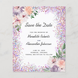 Begroting Floral Glitter QR Code Save the Date Kaa