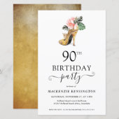 Begroting - Floral Gold High Heels 90th Birthday (Voorkant / Achterkant)