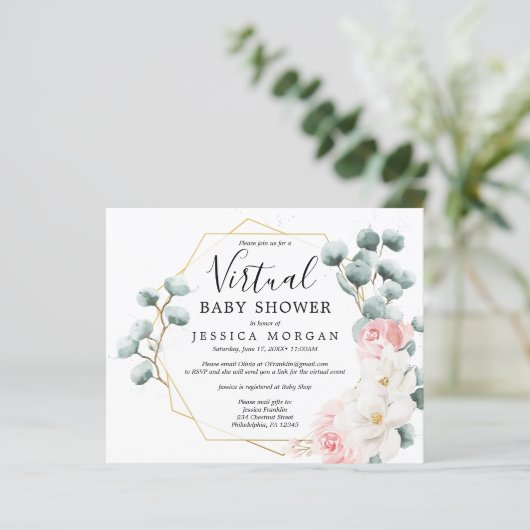 Begroting Floral Greenery Virtual Baby shower nodi (Staand voorkant)