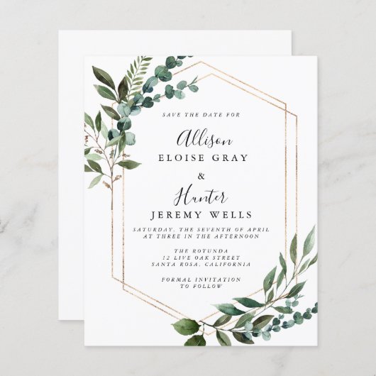 Begroting Floral Lijst Opslaan datum (Voorkant / Achterkant)