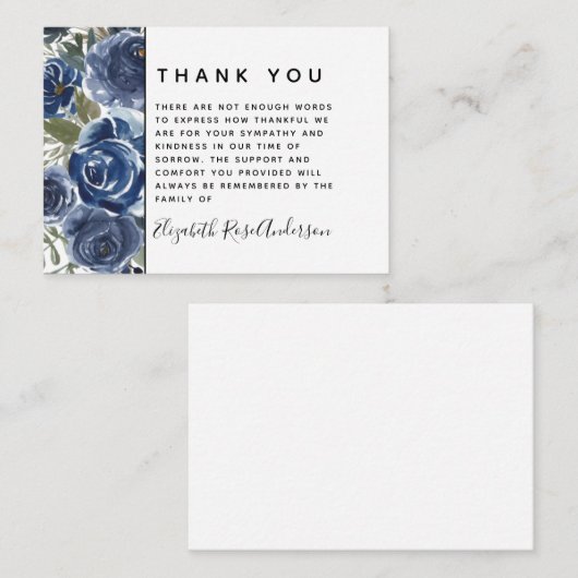 BEGROTING Floral Moderne sympathie Funeral Dank u Notitiekaartje (Voorkant / Achterkant)
