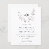 Begroting Floral Monogram Opslaan DAte (Voorkant / Achterkant)