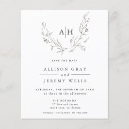 Begroting Floral Monogram Opslaan DAte