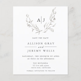 Begroting Floral Monogram Opslaan DAte